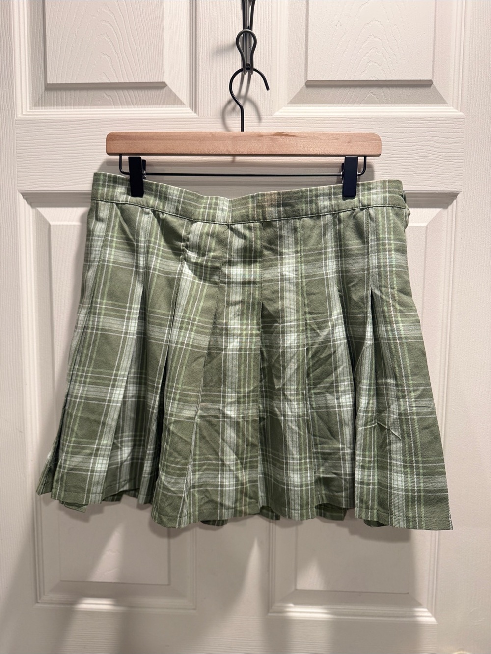 Aerie Green Plaid Pleated Mini Skirt NWT Women’s XL Preppy Cottagecore - Picture 2 of 12
